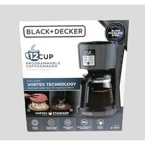 BLACK+DECKER 12-Cup Coffeemaker Programmable Vortex Technology - Black